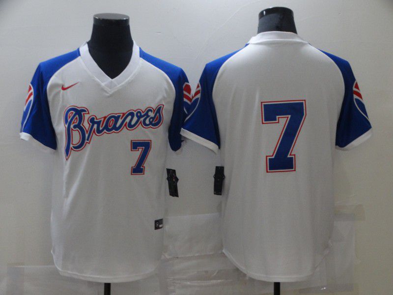 Men Atlanta Braves 7 No name White Game 2021 Nike MLB Jersey